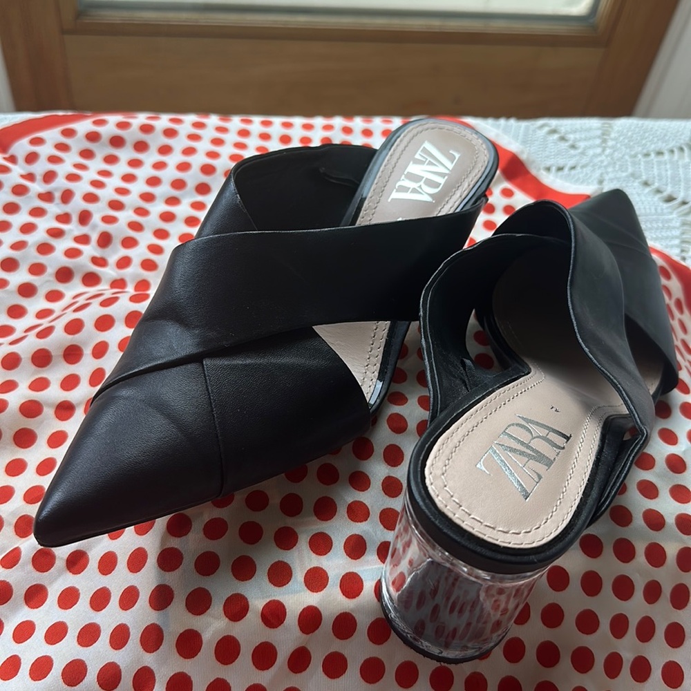 Zara shoes- black with clear heel.